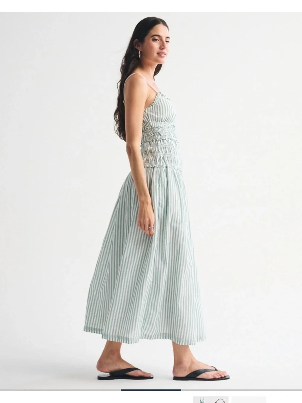 Abercrombie & Fitch Mint Green and White Striped Maxi Dress